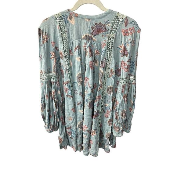 Free People Just The Two Of Us Floral Lace Inset Tunic Dress Mint Green Small - Picture 6 of 13